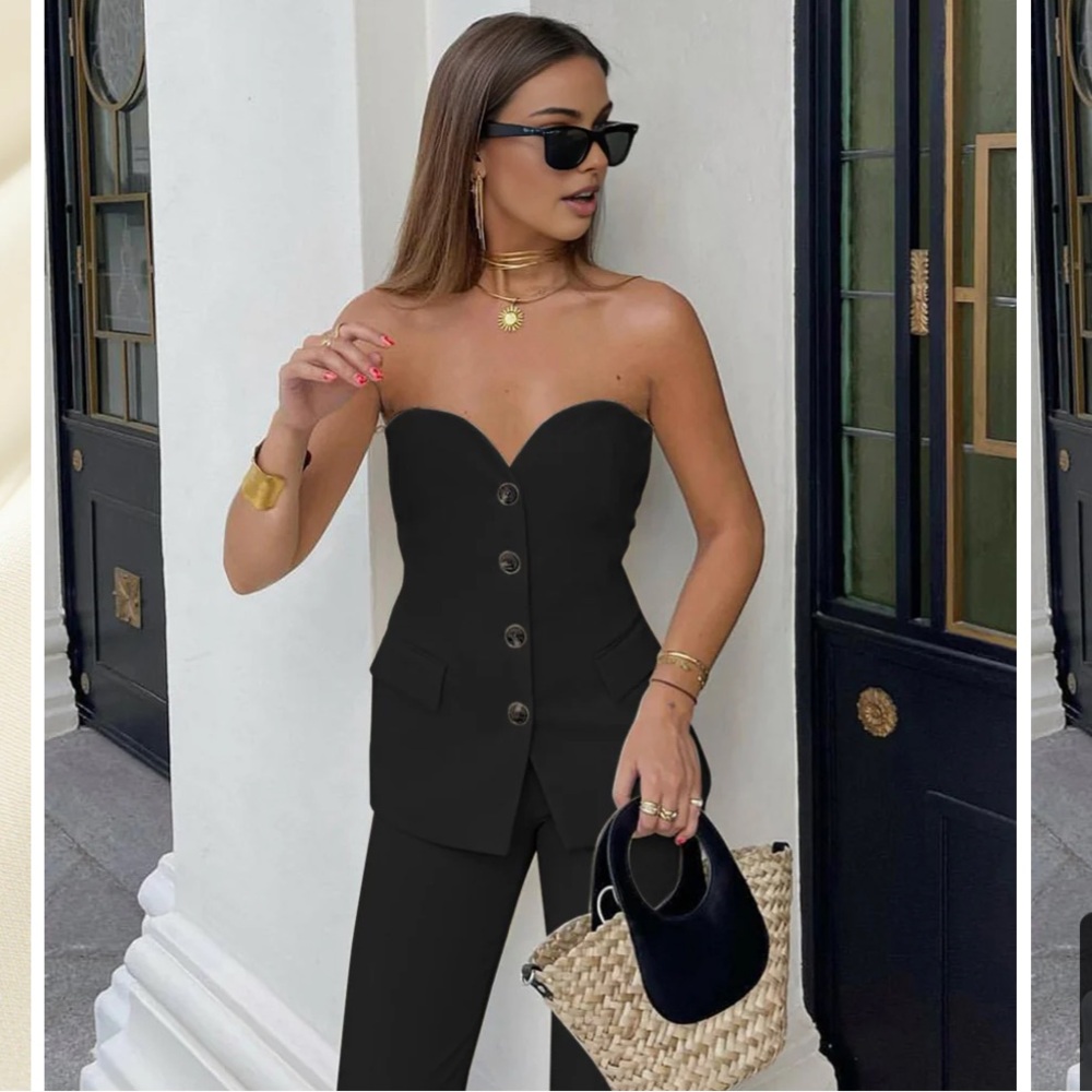Commense Sweetheart Button Up Tube Top